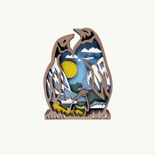 Penguin Family Layered Wooden Art