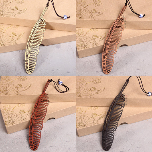 Feather Wooden Bookmark Set of 4