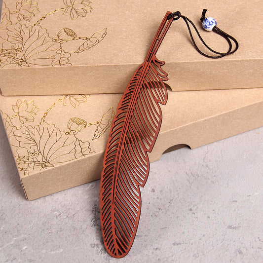 Feather Wooden Bookmark Set of 4