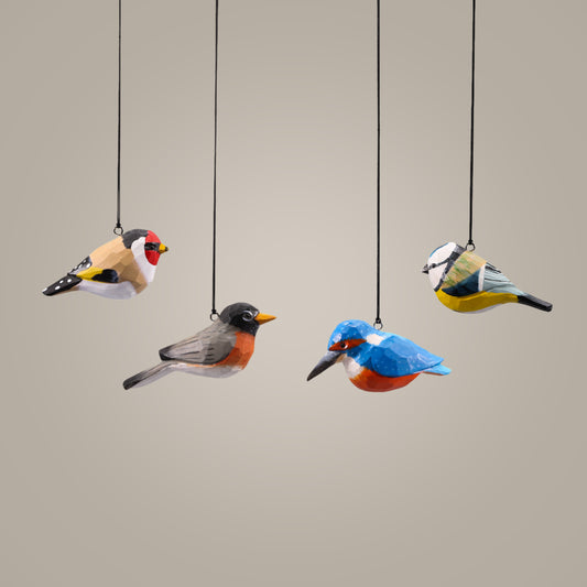 Set of 4 European Bird Ornaments